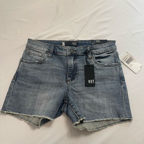 NWT Kut From The Kloth Gidget Fray Cut Off Denim Shorts Size 4 New - Picture 1 of 10
